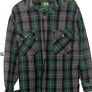 2 men's long sleeve button up flannel shirts